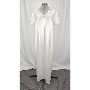 Vintage Eve Stillman Nylon Nightgown Lingerie Women's Long‎ Lacy Silky Beading